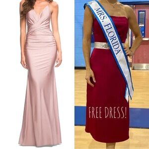 00 Strappy-Back blush pink Mauve La Femme Beaded Long Prom Dress Evening Gown